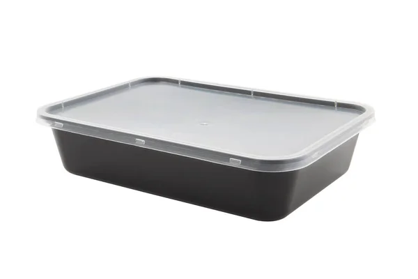 Plastic Food Packaging Tray Clear Plastic Cover Isolated White Background — Fotografia de Stock