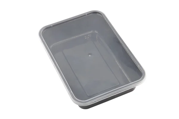 Plastic Food Packaging Tray Clear Plastic Cover Isolated White Background — Foto de Stock