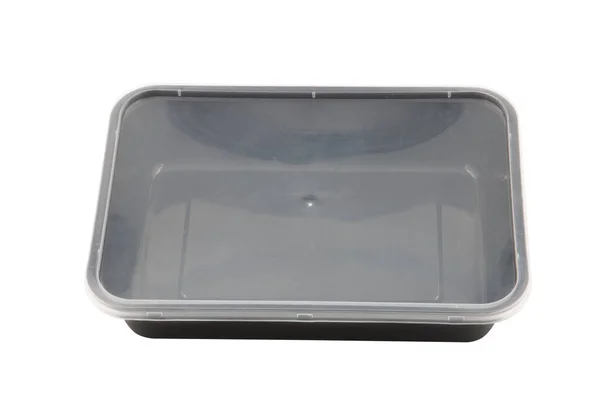 Plastic Food Packaging Tray Clear Plastic Cover Isolated White Background — стоковое фото