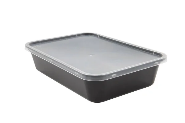 Plastic Food Packaging Tray Clear Plastic Cover Isolated White Background — Foto de Stock