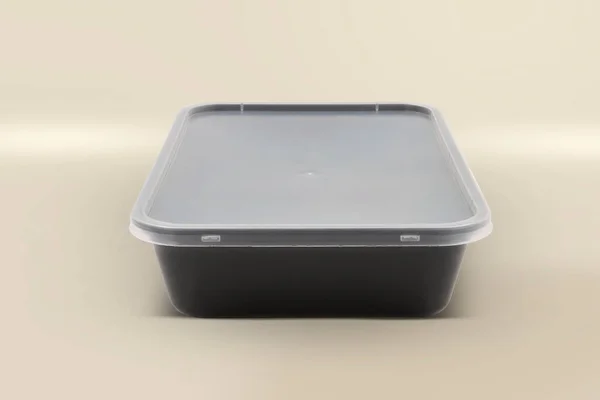 Plastic Food Packaging Tray Clear Plastic Cover Mockup — Stock Fotó