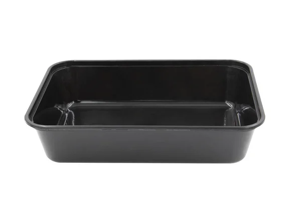 Plastic Food Packaging Tray Clear Plastic Cover Isolated White Background — 스톡 사진