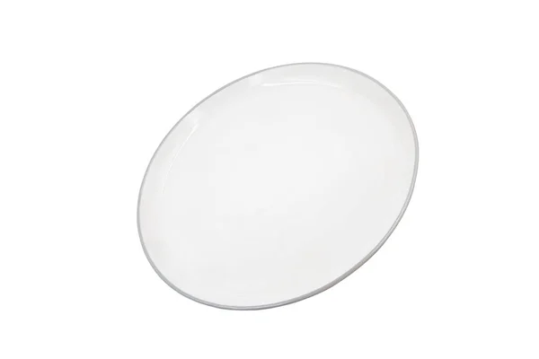 Placa Cerâmica Branca Cinza Isolada Fundo Branco — Fotografia de Stock
