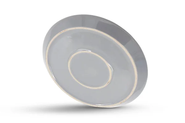 White Gray Ceramic Plate Isolated White Background — Stock Photo, Image