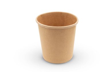 Kahverengi kullan-at kağıt kova beyaz arkaplanda izole