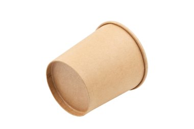 Kahverengi kullan-at kağıt kova beyaz arkaplanda izole