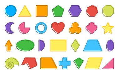 Temel geometrik şekil okulu matematik figürü çalışma seti