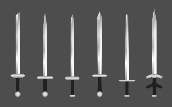 Schwertritter Metall Mittelalterliche Scharfe Realistische Set Waffe Alter Stahl Langschwert — Stockvektor