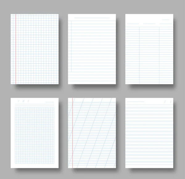 Cuaderno Blanco Cuadrícula Cuadrada Hoja Papel Forrado Conjunto Para Bloc — Vector de stock