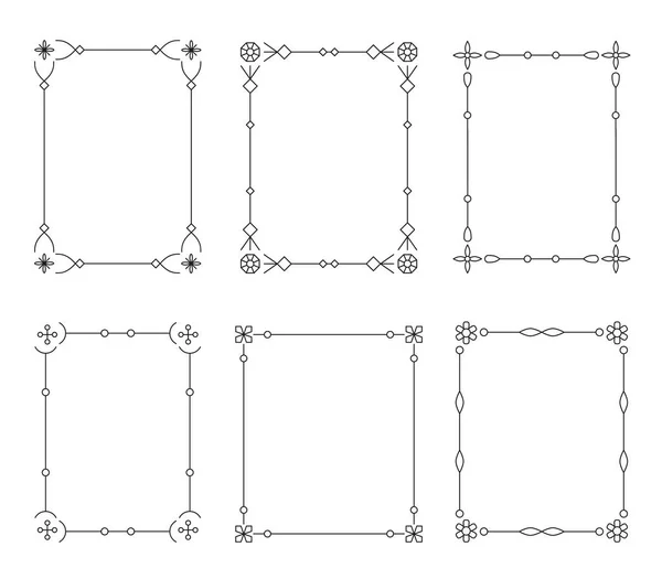 ヴィンテージ書道フレームを分割します 装飾的なレトロフレームセット ビクトリア朝の華やかな国境 豪華なメニューバナー 本のページ ポスター 卒業証書エレガントなデザイン — ストックベクタ