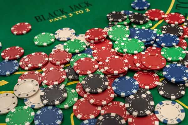 Stack Poker Chips Casino Table Gambling — Stock Photo, Image