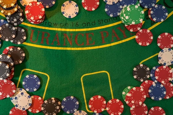Poker Casino Chips Top View Copy Space Gambling — Stock Photo, Image