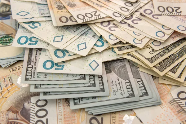 Dollar Och Polska Zloty Pln Som Affärsfinansiering Bakgrund Koncept — Stockfoto
