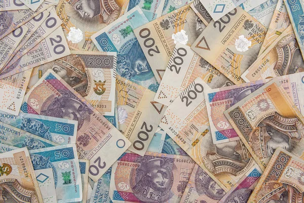 Польські Гроші Злоті 200 Гривень Фінансова Концепція — стокове фото