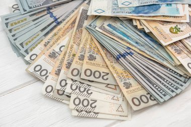 USD ve PLN banknotlarının geçmişi. iş kavramı