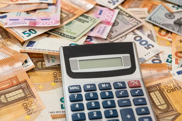 Business Accounting Finanzhintergrund Euro Hrivna Dollar Und Taschenrechner — Stockfoto