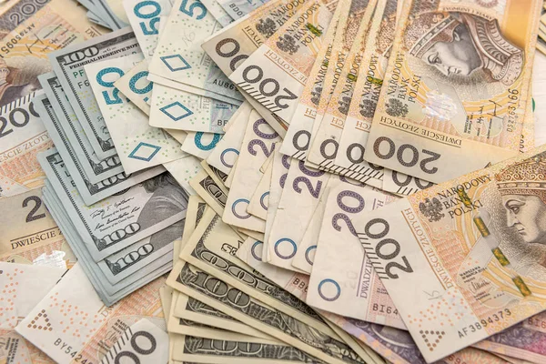 Долари Польський Злотий Pln Концепція Ділових Фінансів — стокове фото