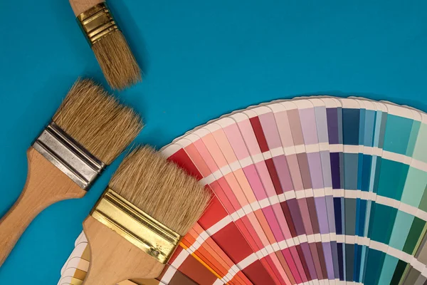 Pennelli Tavolozza Diversi Colori Sfumature Design — Foto Stock