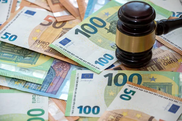 Marteau Juge Sur Fond Billets Euros Corruption Concept Corruption — Photo