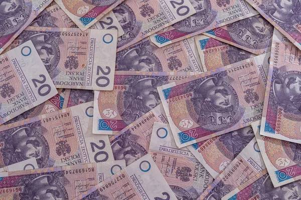 Layout Großer Scheine Polnischer Zloty Als Finanzhintergrund Verschiedene Stückelungen — Stockfoto