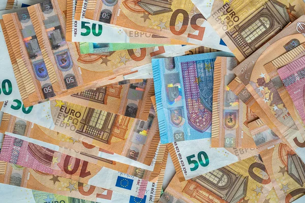Světlé Eurobankovky Ekonomické Peníze Pozadí — Stock fotografie