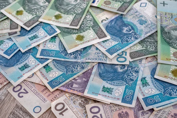 Польські Злодійські Рахунки Валюта Pln Паперові Гроші Концепція Фінансів — стокове фото