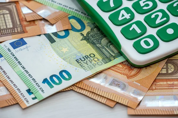 Euro Peníze Kalkulačkou Finanční Koncepce — Stock fotografie