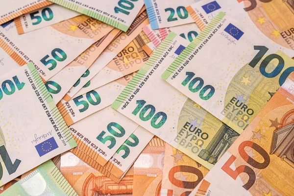 Billetes Euro Colores Vista Superior Dinero Fondo — Foto de Stock
