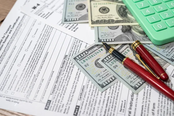 Tax Form Empty Fill Money Dollars Table Documentation Concept — Stock Photo, Image