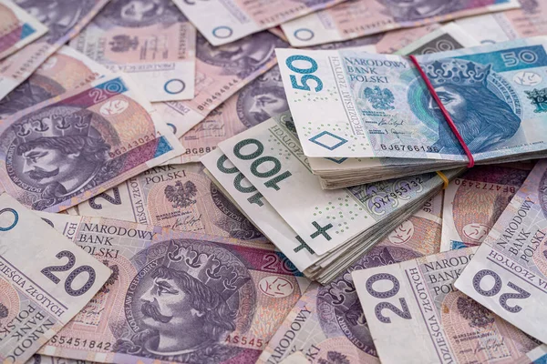 Kredi Polonya Zloti Kağıt Banknotları Finans Kavramı — Stok fotoğraf