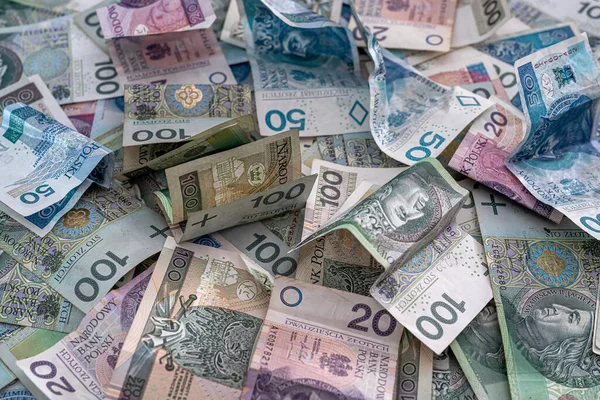 100 Pln Pile Polish Money Zloty — 图库照片