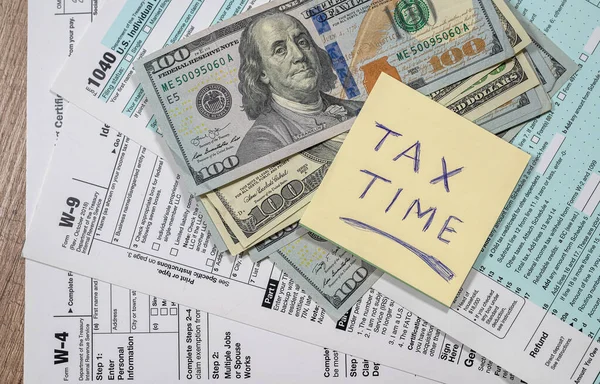 Vista Superior Formulário 1040 Declaração Imposto Onde Questão Pagamento Impostos — Fotografia de Stock