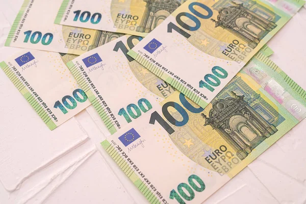 Hög Med Europeisk Valuta 100 Hundra Sedlar Nya Finansieringskoncept — Stockfoto
