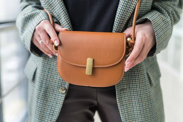 Squisito Elegante Accessorio Forma Borsa Pelle Ideale Una Donna Fragile — Foto Stock