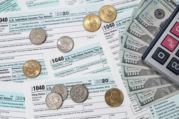 Document Financier Avec Dollar Nous 1040 Formulaire Impôt Temps Imposition — Photo
