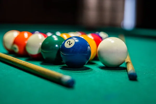 Conjunto Bolas Bilhar Mesa Snooker Piscina — Fotografia de Stock