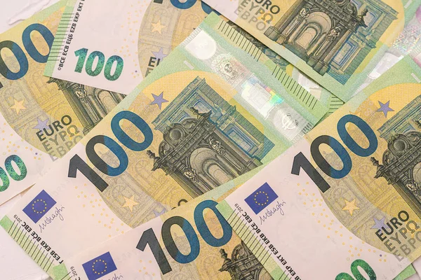 Pila Moneda Europea 100 Billetes Nuevos Concepto Financiación — Foto de Stock