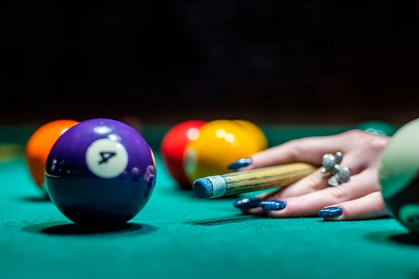 Conjunto Bolas Bilhar Mesa Snooker Piscina — Fotografia de Stock