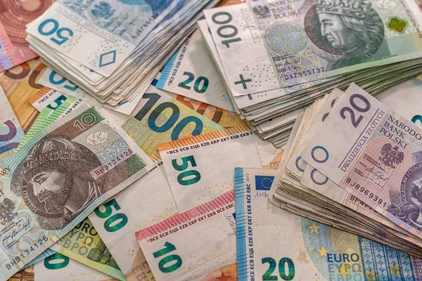 Business Economy Concept Exchange Pln Polish Money Euro Concept Financement — Photo