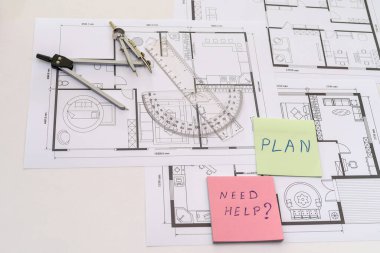 Enstrümanlı bir ev çizimi için yatırım. Ayrıntılı plan 