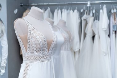 Fashion wedding dresses trends in bridal boutique