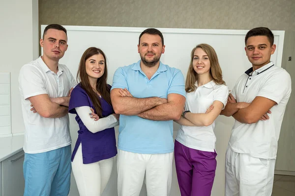 Team of dentist medical workers. Health care