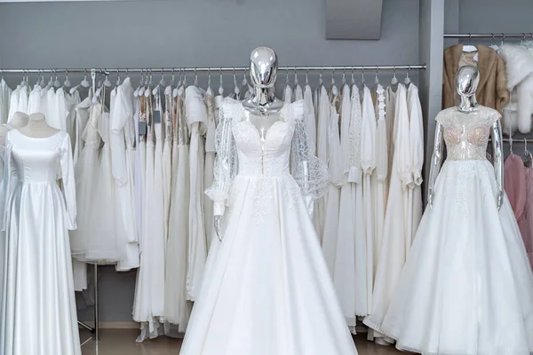 Boutique Wedding Dress Mannequin Bridal Store Fashion Concept — Photo