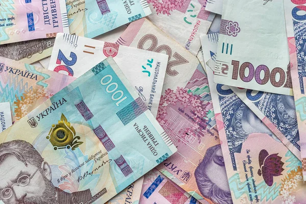 Large Amount Bribes Ukrainian Currency Table Withdrawal Concept Corruption — Stockfoto