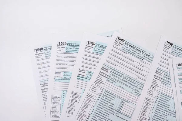 Άδεια 1040 Ατομική Φορολογική Δήλωση Έτοιμη Συμπληρώσει Γραφείο Γραφείο Έννοια — Φωτογραφία Αρχείου