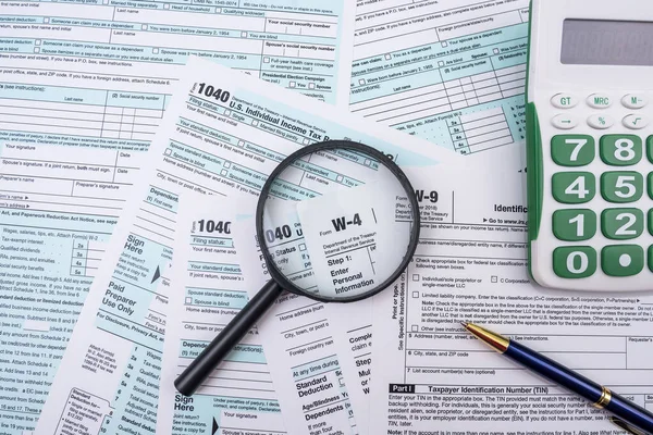 Tax Forms Carefully Arranged Workplace Office Concept Tax Forms — Foto Stock