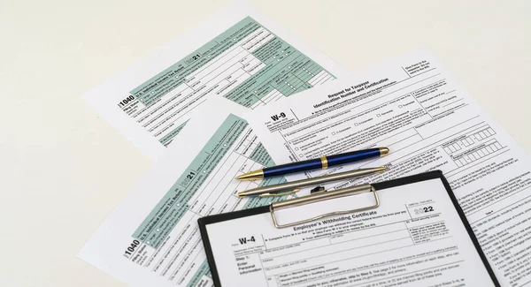 Tax Forms Current Year Citizens File Return Documents Fill Out — Fotografia de Stock