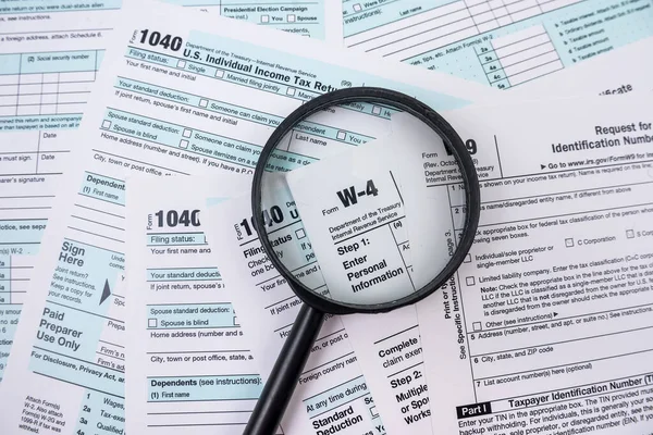Tax Forms Carefully Arranged Workplace Office Concept Tax Forms — Fotografia de Stock