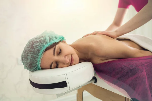 Woman Receive Professional Cellulite Massage Health Back Spa Salon —  Fotos de Stock