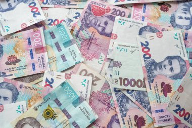 a large amount of bribes in Ukrainian currency is on the table after their withdrawal. The concept of corruption